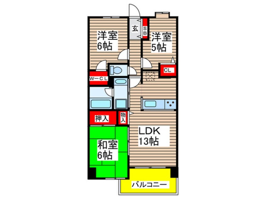 間取図 ｺｽﾓ平井ﾊﾟｰｸｻｲﾄﾞｱﾍﾞﾆｭｰ(703)