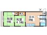 荻野コ－ポ 2DKの間取り
