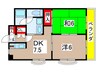 レナジア都町 2DKの間取り