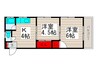 コーポアサカ第１ 2Kの間取り