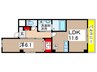 アリエスコート 1LDKの間取り