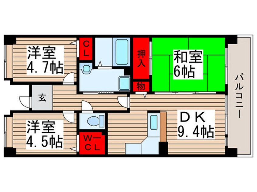 間取図 コ－ポレ－ト清瀬駅南３号棟