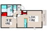 Twin Leaves B 1LDKの間取り