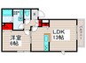 Twin Leaves B 1LDKの間取り