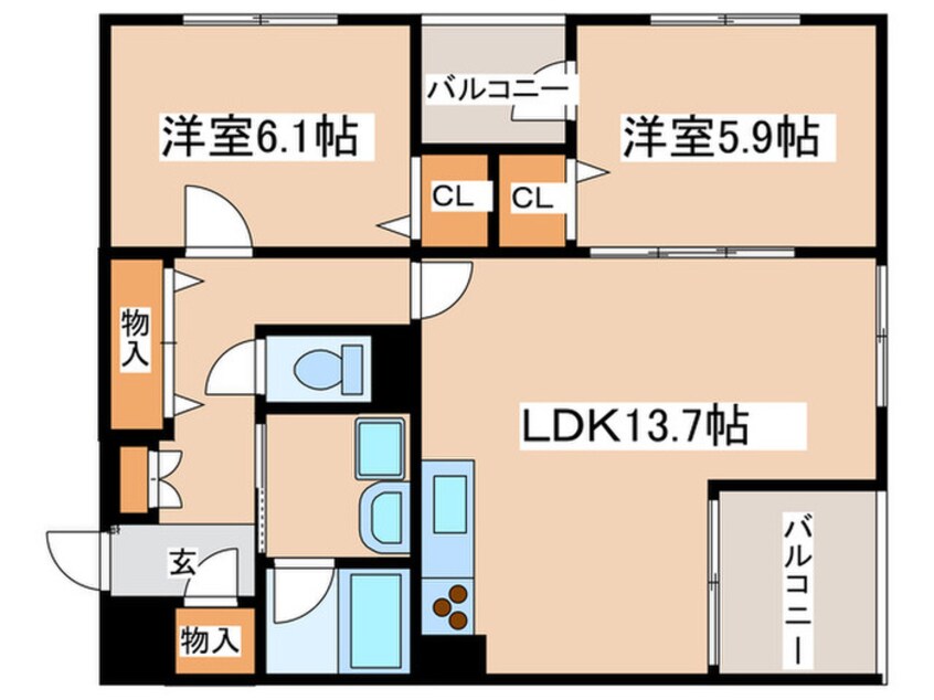 間取図 クレ－ル東海岸