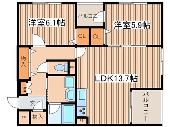 間取図 クレ－ル東海岸