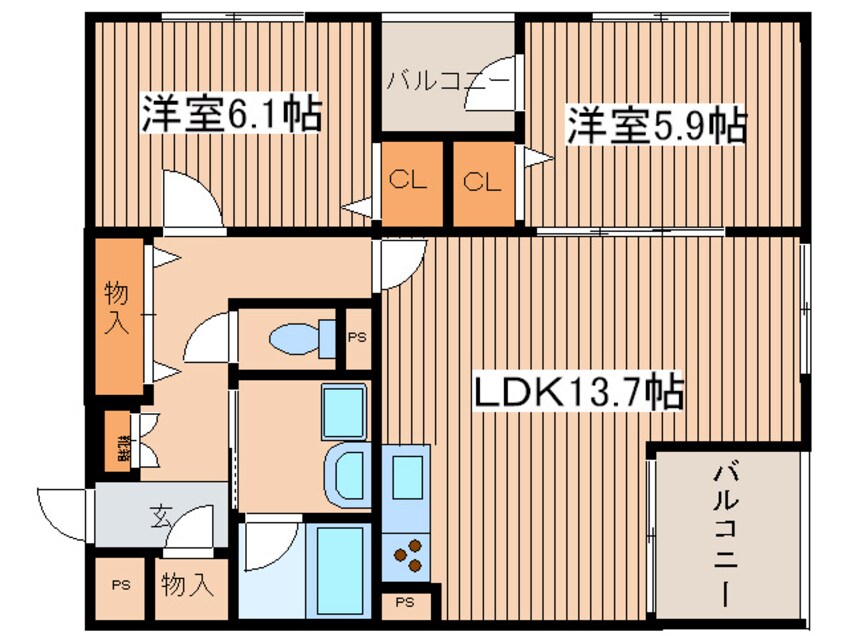 間取図 クレ－ル東海岸