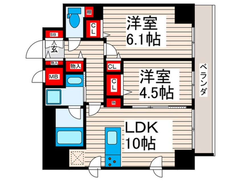 間取図 レフィールオーブ町屋駅前