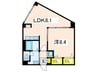 新八ビル3号館 1LDKの間取り