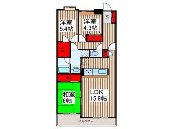 間取図 ｺｽﾓ武蔵浦和ﾌﾟﾛｼｨｰﾄﾞ（４０３）