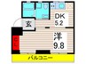いろどりの杜 1DKの間取り