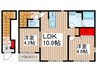 仮)ﾘｰﾌﾞﾙﾌｧｲﾝ草加清門 2LDKの間取り