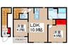 仮)ﾘｰﾌﾞﾙﾌｧｲﾝ草加清門 2LDKの間取り