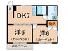 コテージウィステリア 2DKの間取り