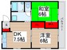 アスリ－トタカハシ東棟 2DKの間取り