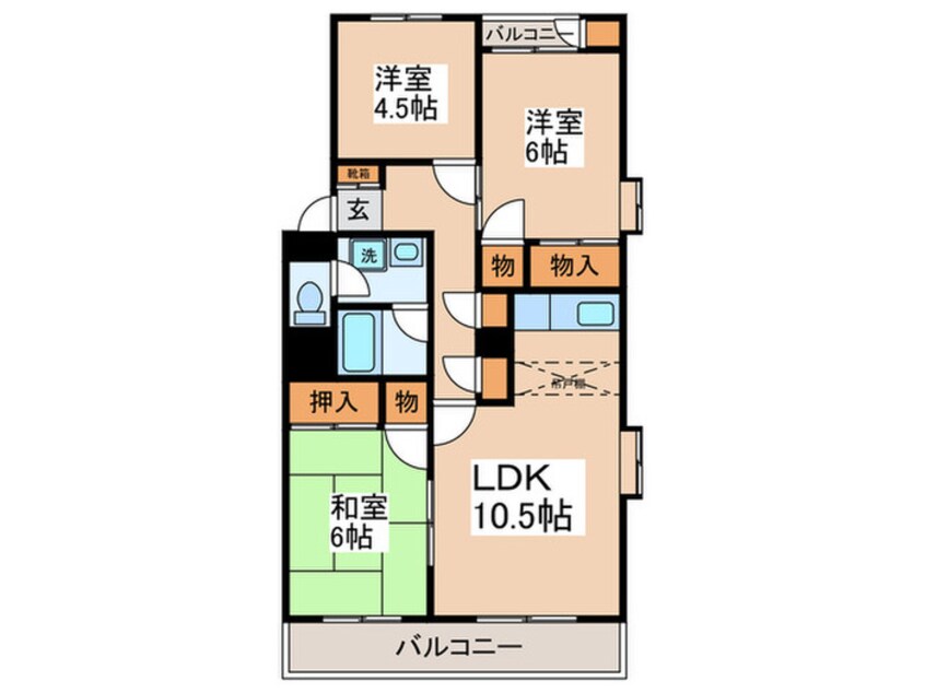 間取図 野川住宅 １号棟（401）