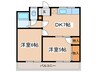 加藤アパ－ト 2DKの間取り