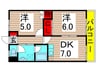 エクレ－ル白金 2DKの間取り