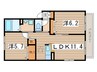 カトレア弐番館 2LDKの間取り