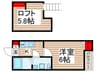 グリーンヒルときわ平 1Kの間取り