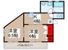 西所沢壱番館 2Kの間取り