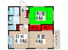 大川ハイツ 2DKの間取り
