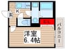 オリーブ海神 1Kの間取り