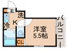 MELDIA梅島Ⅷ 1Kの間取り