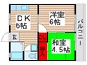 小西第６マンション 2DKの間取り