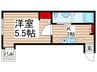 West　Crystal 1Kの間取り