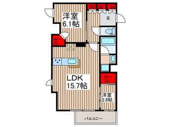 間取図 ﾌﾟﾗｳﾄﾞﾌﾗｯﾄ西日暮里ﾃﾞｨｱｰｼﾞｭ