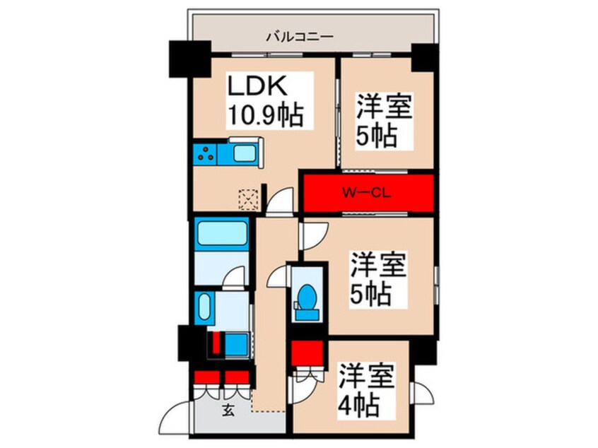 間取図 ﾌﾟﾗｳﾄﾞﾌﾗｯﾄ西日暮里ﾃﾞｨｱｰｼﾞｭ