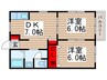 ア－バンライフＤ棟 2DKの間取り