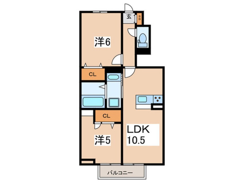 間取図 仮）D-room亀井野