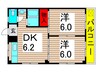 キャッスルハイム 2DKの間取り