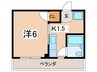 西海岸ハイツ 1Kの間取り