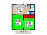 グリ－ンハイツＡ 2DKの間取り