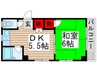 タツミハイツ 1DKの間取り