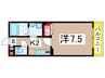 パルズプレイス 1Kの間取り