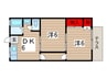 サンハイツ石橋３号 2DKの間取り