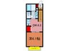 ヴィラ－ジュ志伊 1DKの間取り
