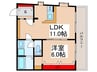 コオポスアペアⅡ 1LDKの間取り