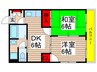 フラワーパレス 2DKの間取り
