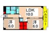 ｸｨ-ﾝﾊｲﾂ浅伊 2LDKの間取り