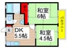オメガハイツ 2DKの間取り