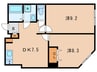 ラシクラス王子 2DKの間取り