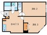 ラシクラス王子 2DKの間取り