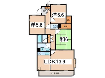 間取図 ﾆｭｰｳｪﾙﾃﾗｽ金沢八景F棟（206）