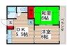 東宮前ハイツ 2DKの間取り