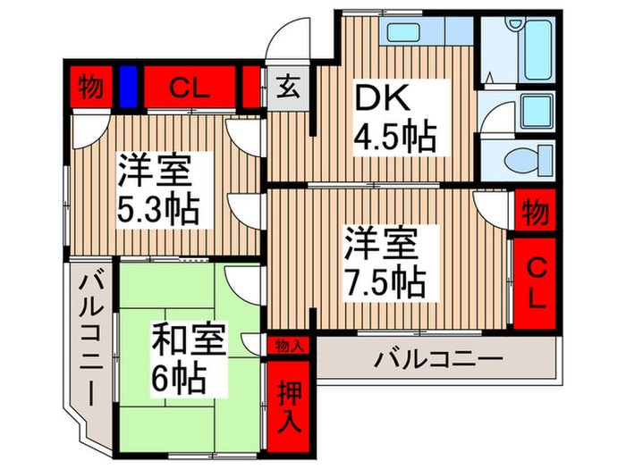 間取り図 パ－クノヴァ小手指（1F･2F･3F)